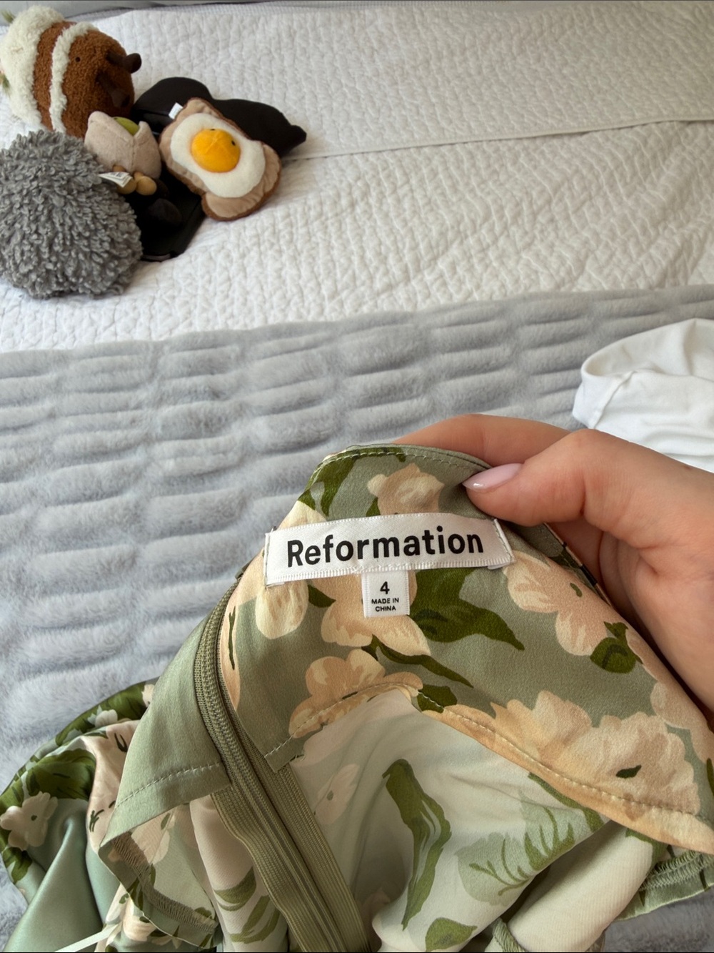 Reformation Sage Green and Cream Floral Slip Dress - Picture 2 of 3